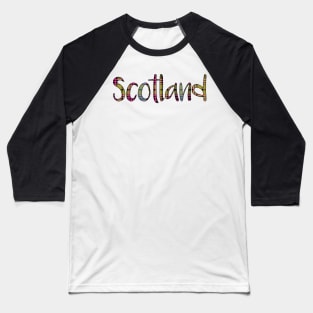 SCOTLAND, Pink, Blue and Yellow Tartan Style Design Baseball T-Shirt